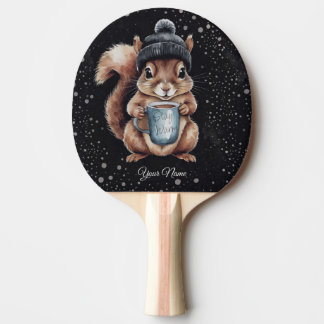 Eichhörnchen mit Tasse und Schnee „Stay Warm“ Tischtennis Schläger