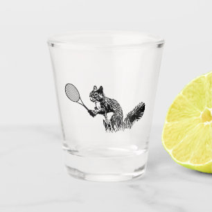 Eichhörnchen mit Tennis-Racquet-Silhouette Schnapsglas