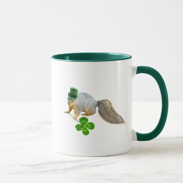 Eichhörnchen mit Vierblättriges Kleeblatt Tasse (Rechts)