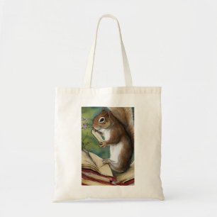 Eichhörnchen mit Wasserfarbe Lesen eines Buches Tragetasche