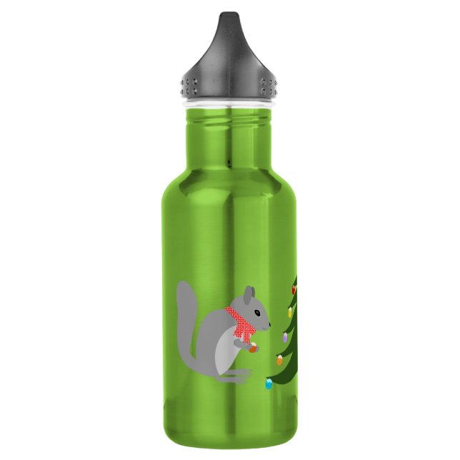 Eichhörnchen mit Weihnachtsbaum Edelstahlflasche (Links)