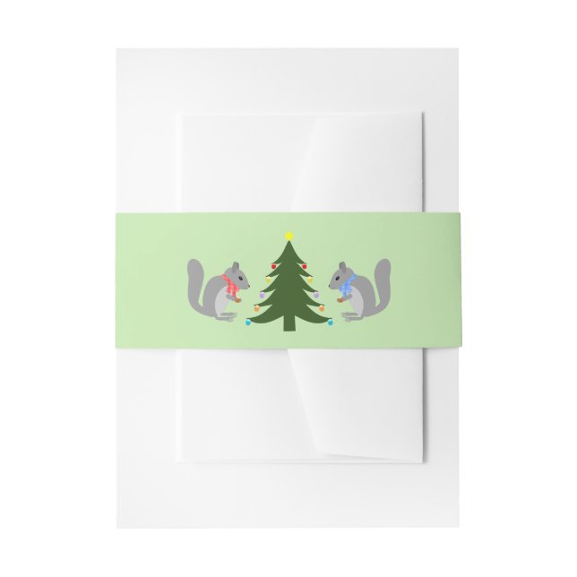 Eichhörnchen mit Weihnachtsbaum Einladungsbanderole (Vorderseite Beispiel)