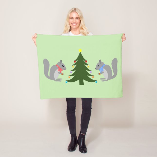 Eichhörnchen mit Weihnachtsbaum Fleecedecke (Beispiel)