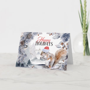 Eichhörnchen mit Winterwaldlandschaft in Weihnacht Karte