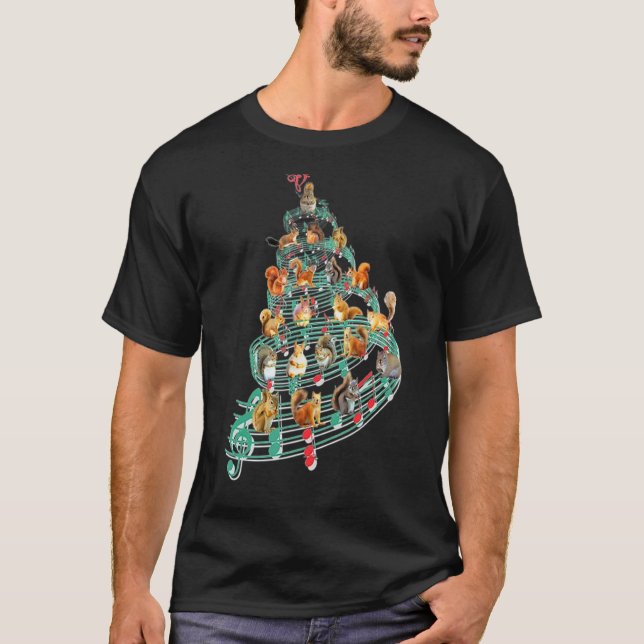 Eichhörnchen Musiknote Weihnachtsbaum Eichhörnchen T-Shirt (Vorderseite)