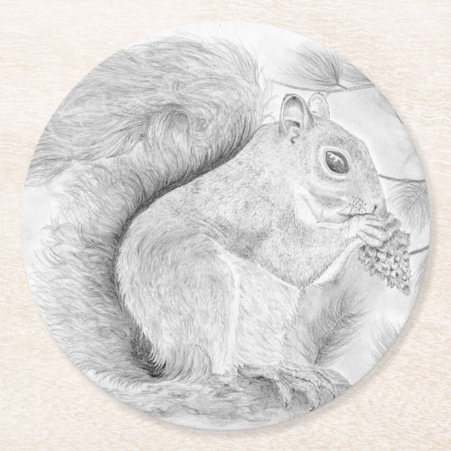 Eichhörnchen Nibbling eine Snack Runder Pappuntersetzer (Vorderseite)