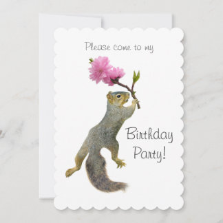 Eichhörnchen Peach Blume Geburtstagsparty Einladun Einladung