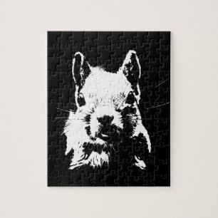 Eichhörnchen Pop Art Tiere Schwarz & Weiß Puzzle