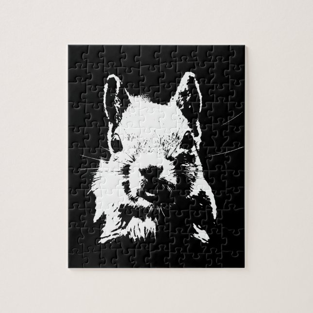 Eichhörnchen Pop Art Tiere Schwarz & Weiß Puzzle (Vertikal)