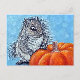 Eichhörnchen Pumpkin Painting Postkarte