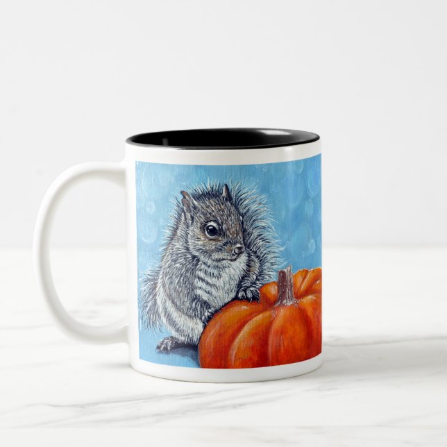 Eichhörnchen Pumpkin Painting Zweifarbige Tasse (Links)
