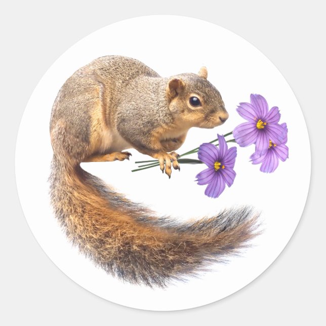 Eichhörnchen Purple Flowers Aufkleber (Vorderseite)