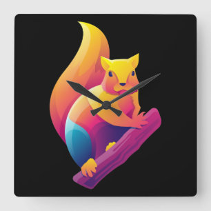 Eichhörnchen  quadratische wanduhr