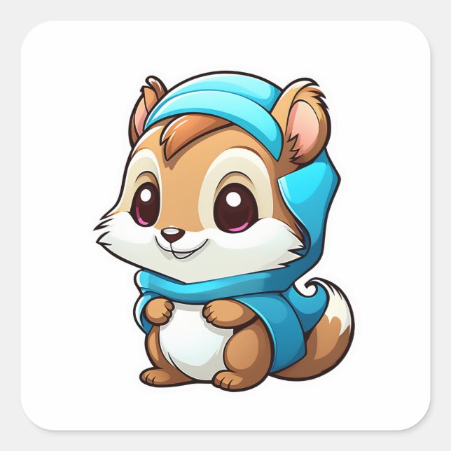 Eichhörnchen Quadratischer Aufkleber (Vorderseite)