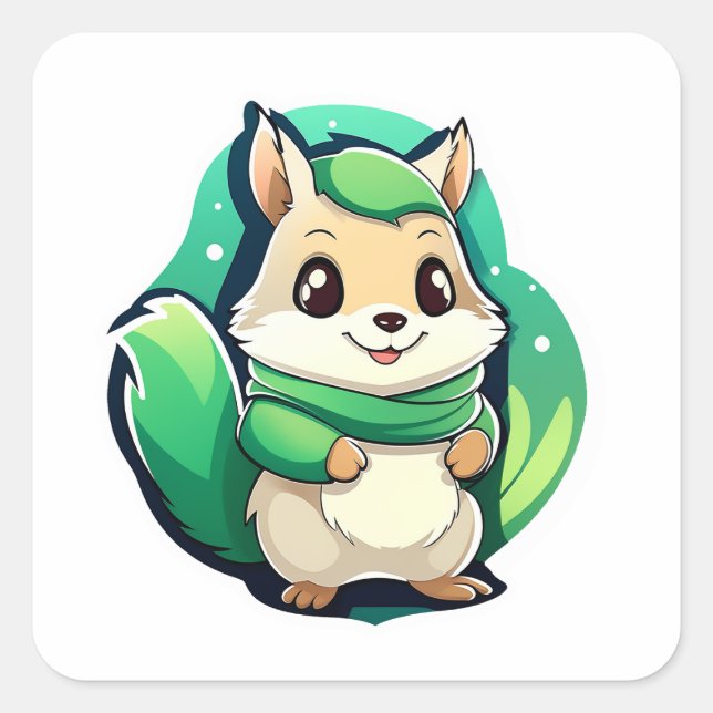 Eichhörnchen Quadratischer Aufkleber (Vorderseite)
