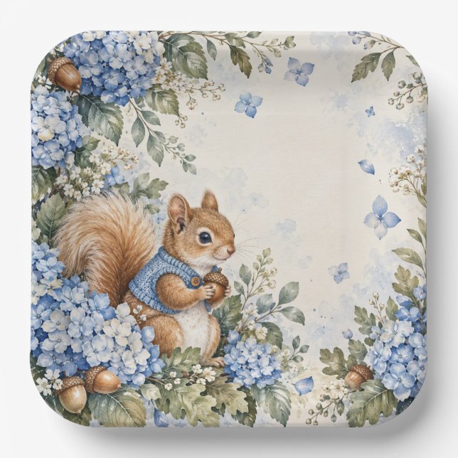 Eichhörnchen quadratischer Papier Teller (Vorderseite)