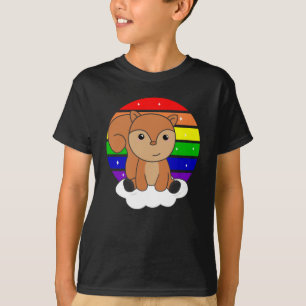 Eichhörnchen Rainbow Glitzer Kawaii Croissant T-Shirt