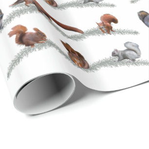 Eichhörnchen-Raserei-Packpapier (wählen Sie Farbe) Geschenkpapier