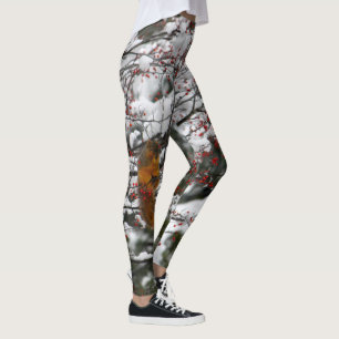 Eichhörnchen Red Berries Snow Tree Foto Leggings