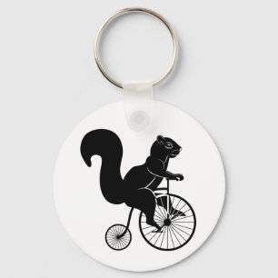 Eichhörnchen-Reiter auf Vintagem Fahrrad Schlüsselanhänger