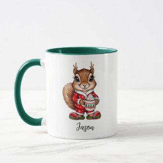 Eichhörnchen Rentier Personalisierte Weihnachtsfei Tasse