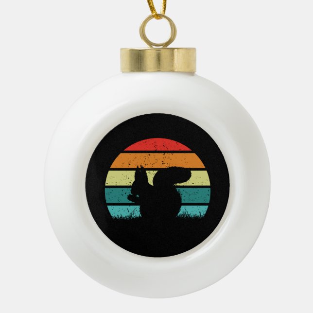 Eichhörnchen Retro Eichhörnchen Keramik Kugel-Ornament (Vorderseite)