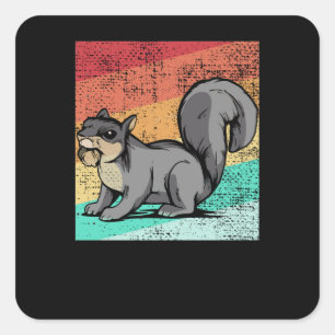 Eichhörnchen Retro Quadratischer Aufkleber