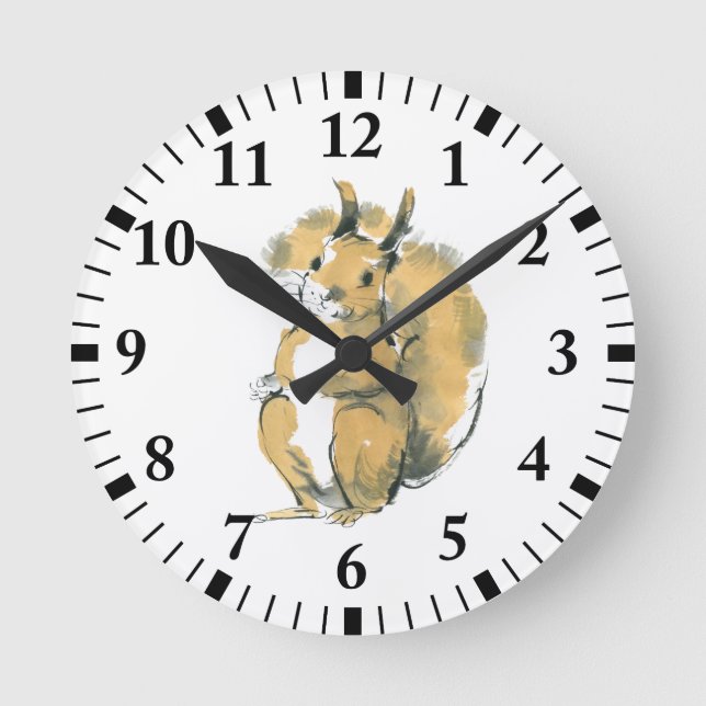 Eichhörnchen Runde Wanduhr (Vorderseite)