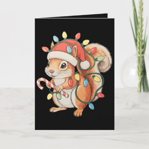 Eichhörnchen Santa Hut Weihnachtslichter Xmas Feri Karte