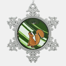 Eichhörnchen-Schneeflocke gerahmter Ornament