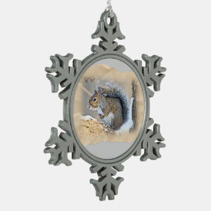 Eichhörnchen Schneeflocken Zinn-Ornament