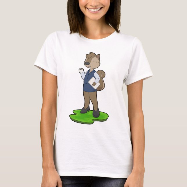 Eichhörnchen-Sekretärin Kaffee Büro T-Shirt (Vorderseite)