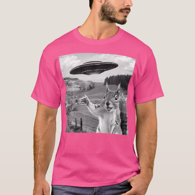 Eichhörnchen Selfie mit Alien Ufo Funny Geschenke  T-Shirt (Vorderseite)