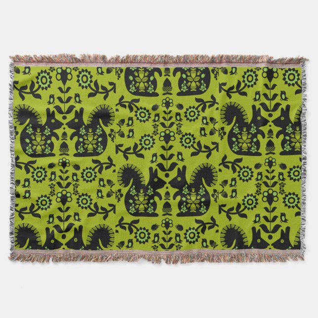 Eichhörnchen Skandinavische Volkskunst Decke (Vorderseite)