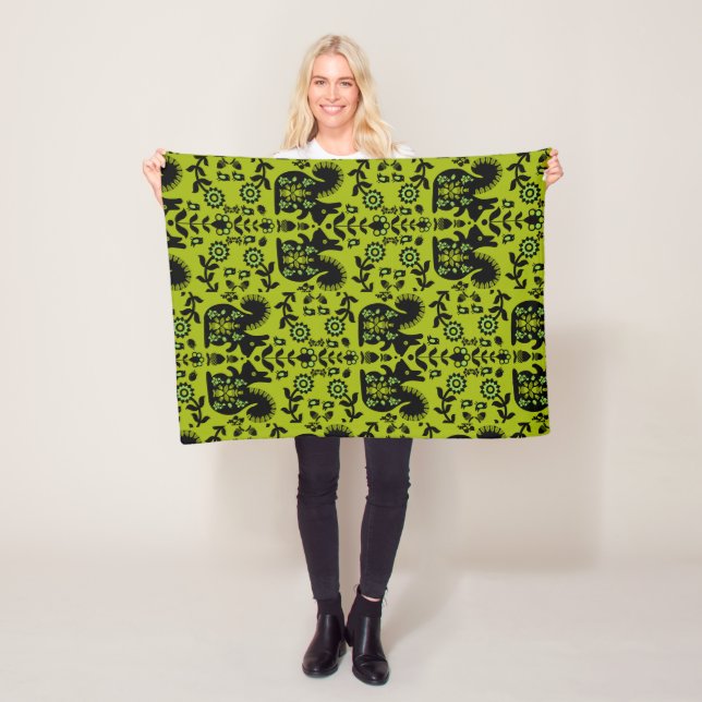 Eichhörnchen Skandinavische Volkskunst Fleecedecke (Beispiel)