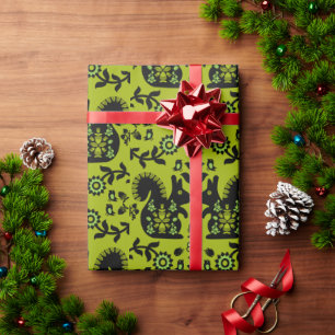 Eichhörnchen Skandinavische Volkskunst Geschenkpapier