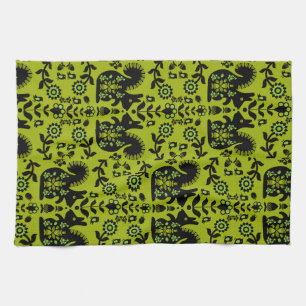 Eichhörnchen Skandinavische Volkskunst Geschirrtuch