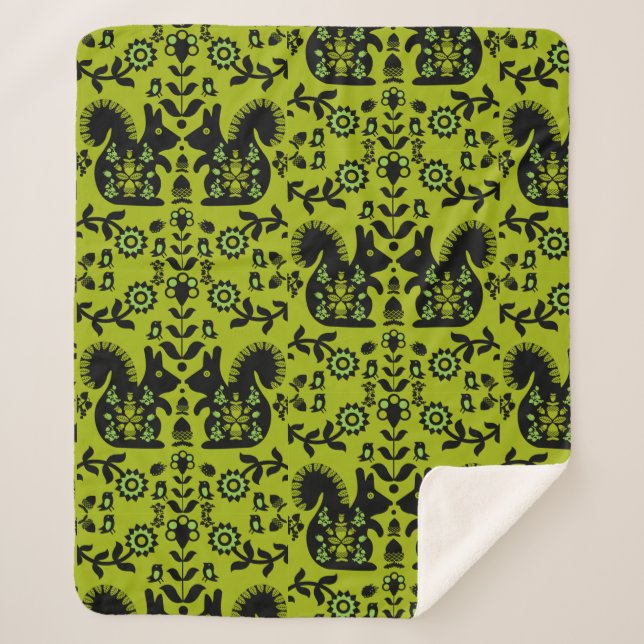 Eichhörnchen Skandinavische Volkskunst Sherpadecke (Vorderseite)