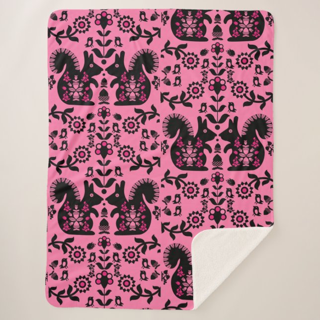 Eichhörnchen Skandinavische Volkskunst Sherpadecke (Vorderseite)