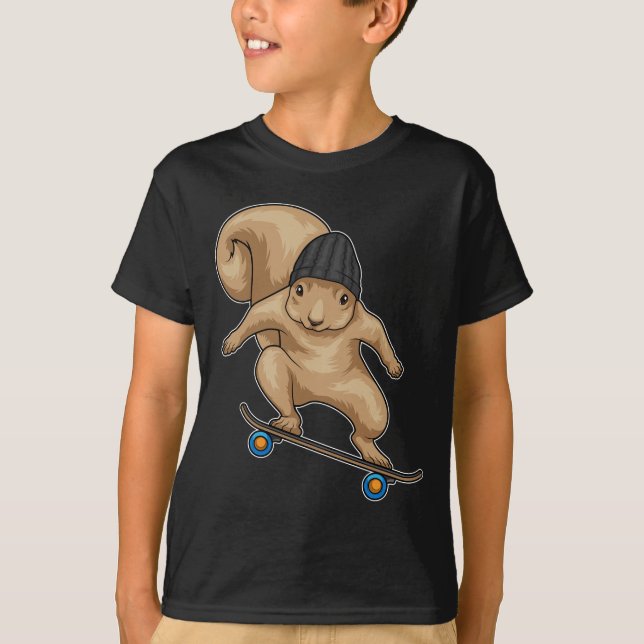 Eichhörnchen-Skater Skateboard-Sport T-Shirt (Vorderseite)