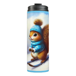 Eichhörnchen Skiing Thermosbecher
