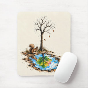 Eichhörnchen starrt in eine Regenpfütze Mousepad