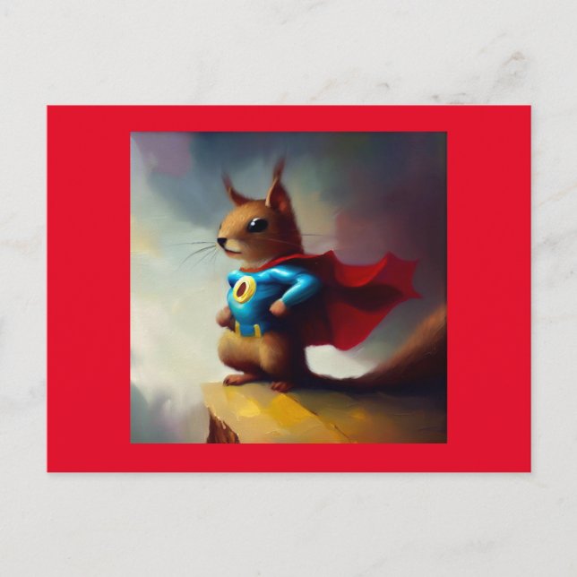 Eichhörnchen Superhero Postkarte (Vorderseite)