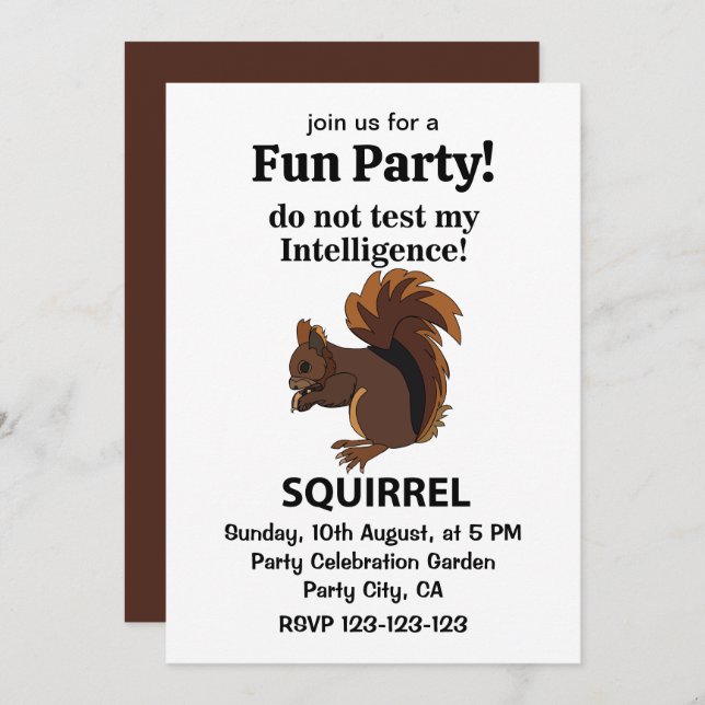 Eichhörnchen testen meine Intelligenz nicht Einladung (Vorne/Hinten)