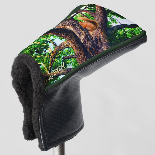 Eichhörnchen Tier - mit Initialen oder Namen Putte Golf Headcover (3/4 Vorderseite)