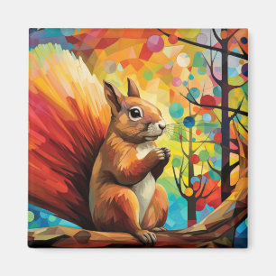 Eichhörnchen Tierportrait Farbige Malerei Magnet