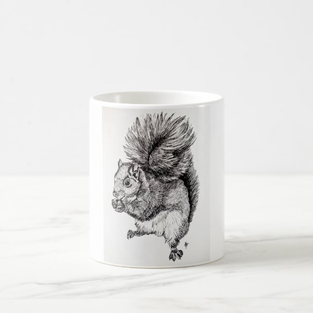 Eichhörnchen-Tinten-Illustration Kaffeetasse (Mittel)