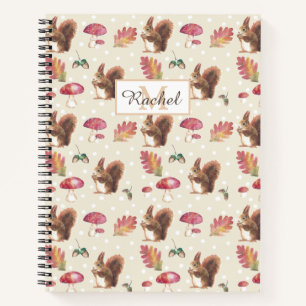 Eichhörnchen & Toadstools Herbstmuster Personalisi Notizbuch