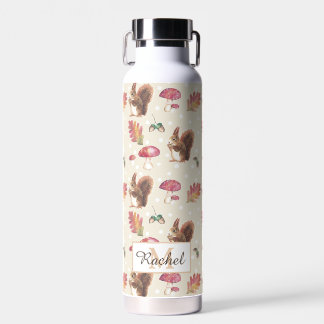 Eichhörnchen & Toadstools Herbstmuster Personalisi Trinkflasche