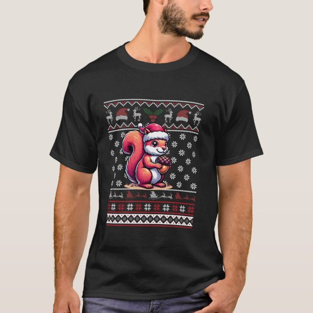 Eichhörnchen Ugly Funny Nuts Weihnachtsbaum Weihna T-Shirt (Vorderseite)
